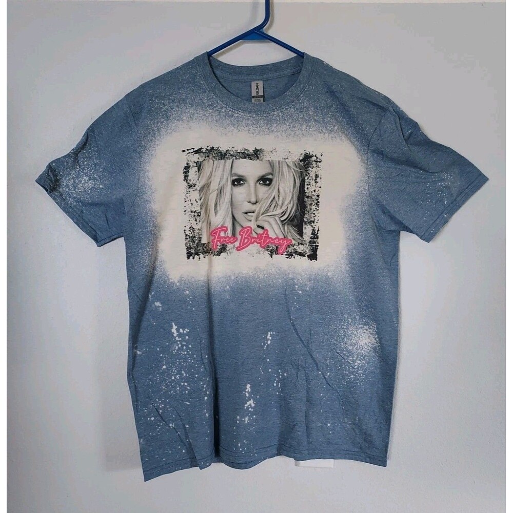 Free Britney Spears Blue & White  Graphic T-Shirt Adult Size Large - NEW